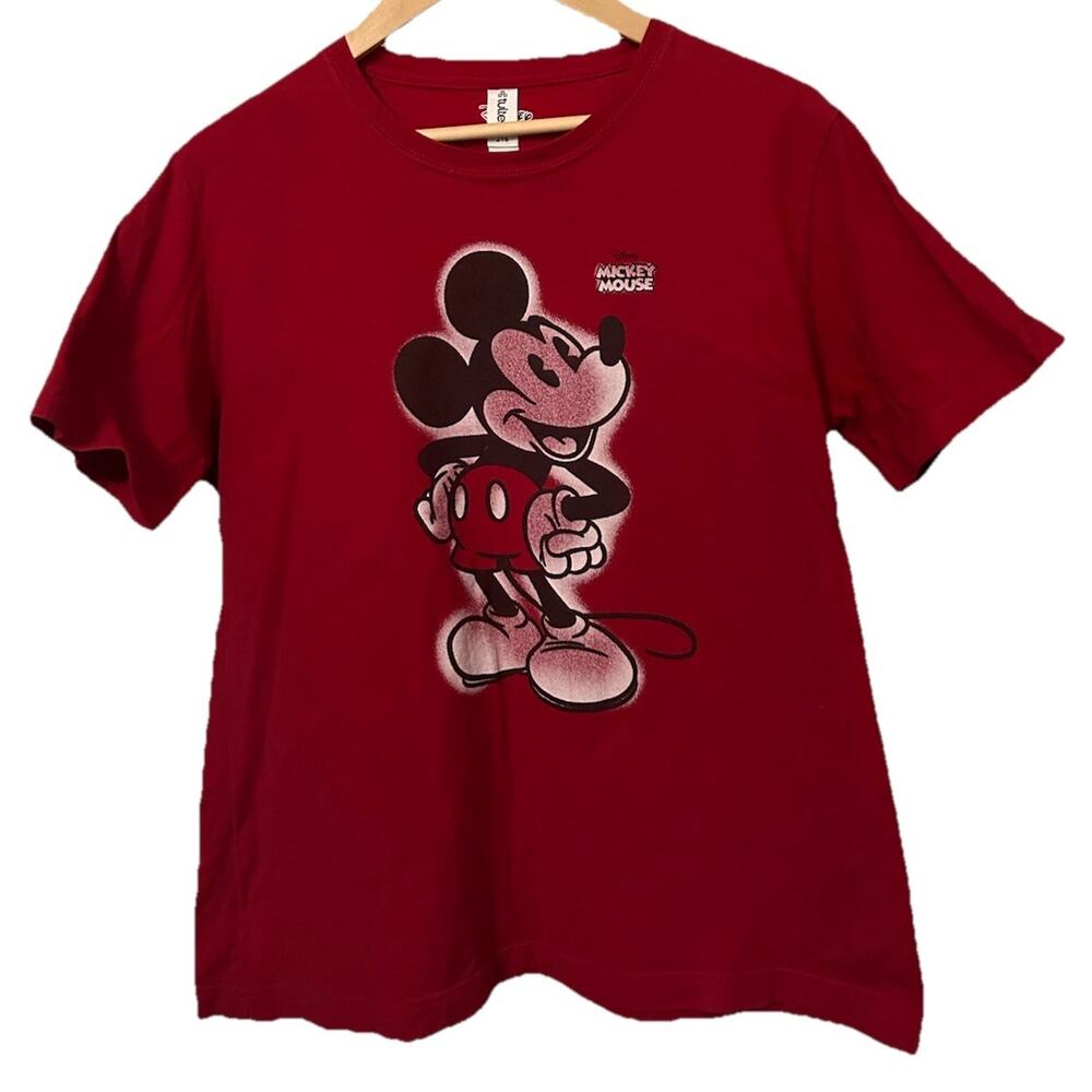 Mickey Mouse Women's XL Retro Graffiti Red Short Sleeve T-Shirt-00268